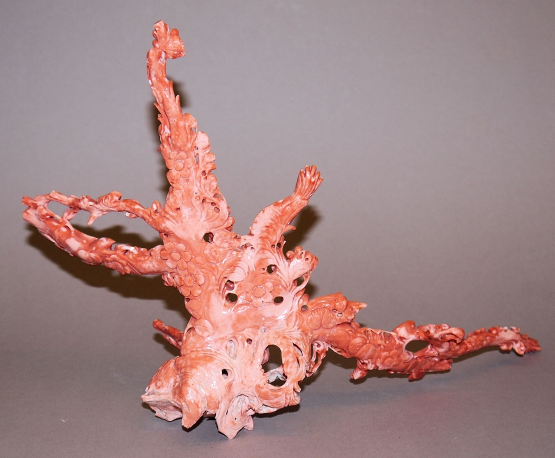 Chinesischer Korallenbaum mit Vögeln in blühenden Zweigen - Bild 3 aus 3