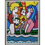 Romero Britto, Adam und Eva, signierte Farbserigraphie, gerahmt