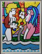 Romero Britto, Adam und Eva, signierte Farbserigraphie, gerahmt