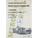 Mercedes Benz Rennplakat, "Großer Preis von England 1955", Lithographie, signiert von Stirling Moss