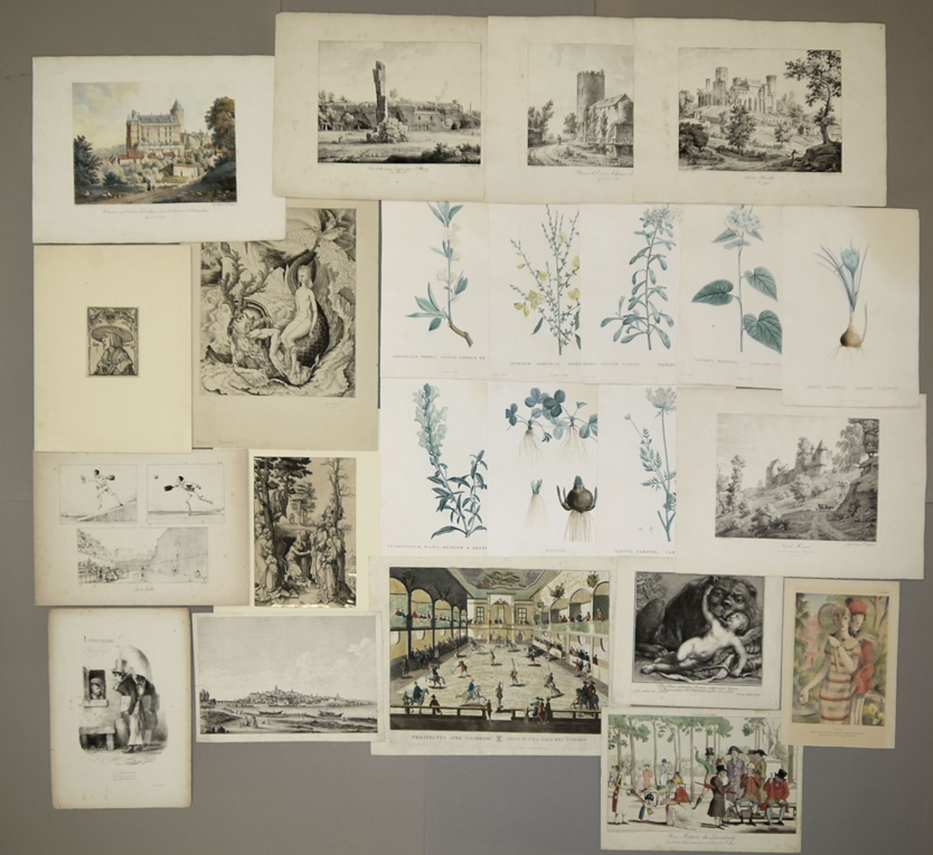 Sammlung Altmeister-Grafik ab 16. Jh., dabei auch Guckkastenbild Reitschule um 1760