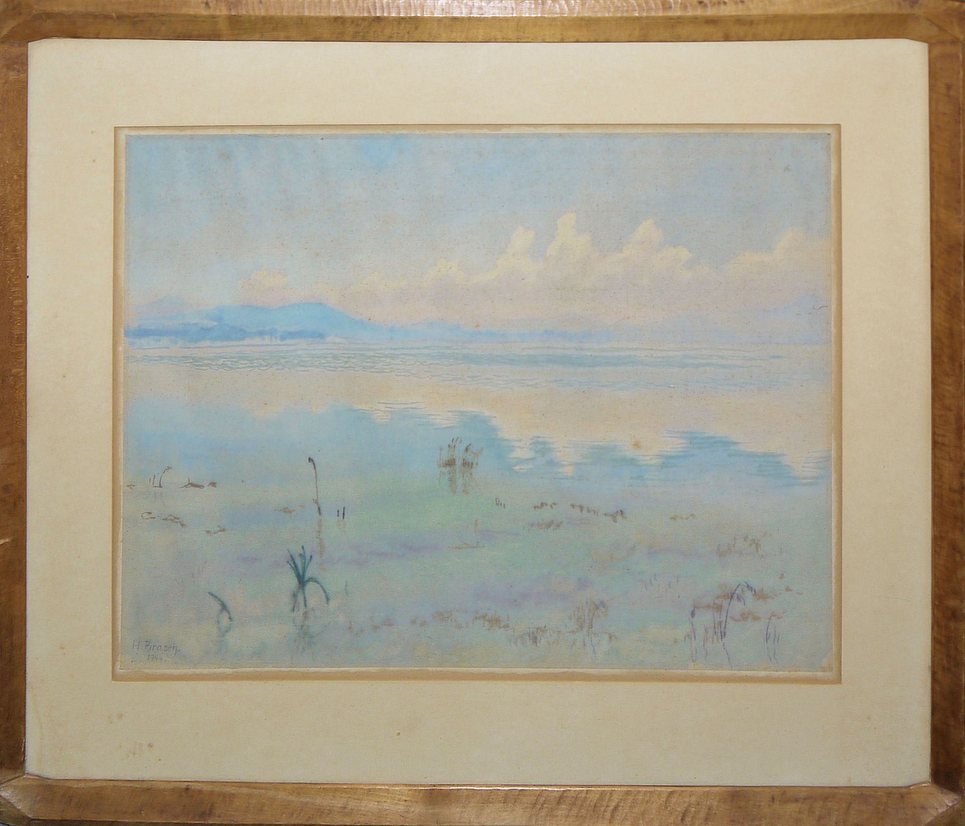 Hans Brasch, Landschaft und zwei Porträts, drei große Aquarelle von 1947, in den originalen, "anthr - Bild 3 aus 4