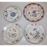 Vier Speiseteller, Export-Porzellan der Qianlong-Zeit, China 18. Jh.