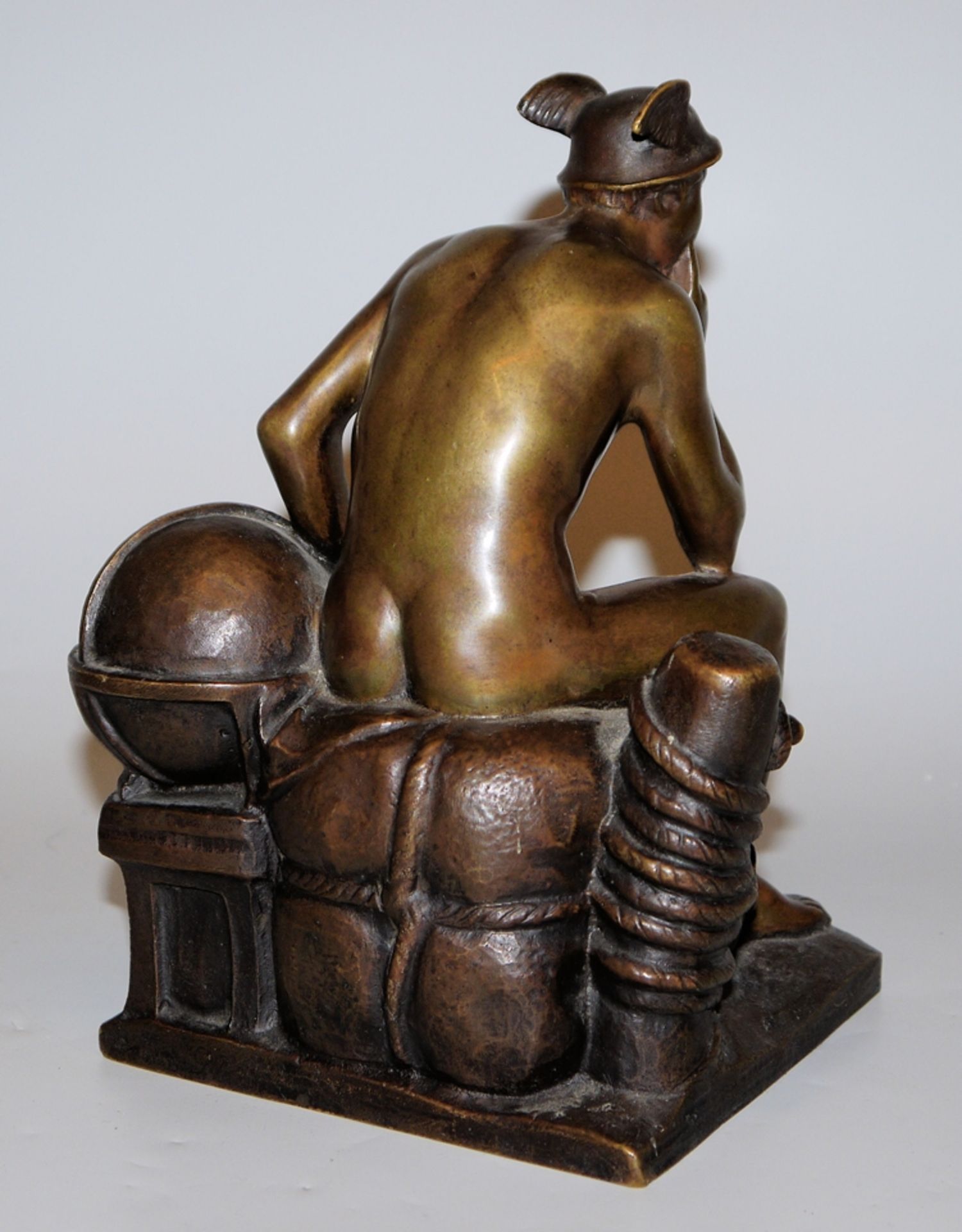 Bronzeplastik sitzender Götterbote Merkur, 19. Jh. - Bild 2 aus 2