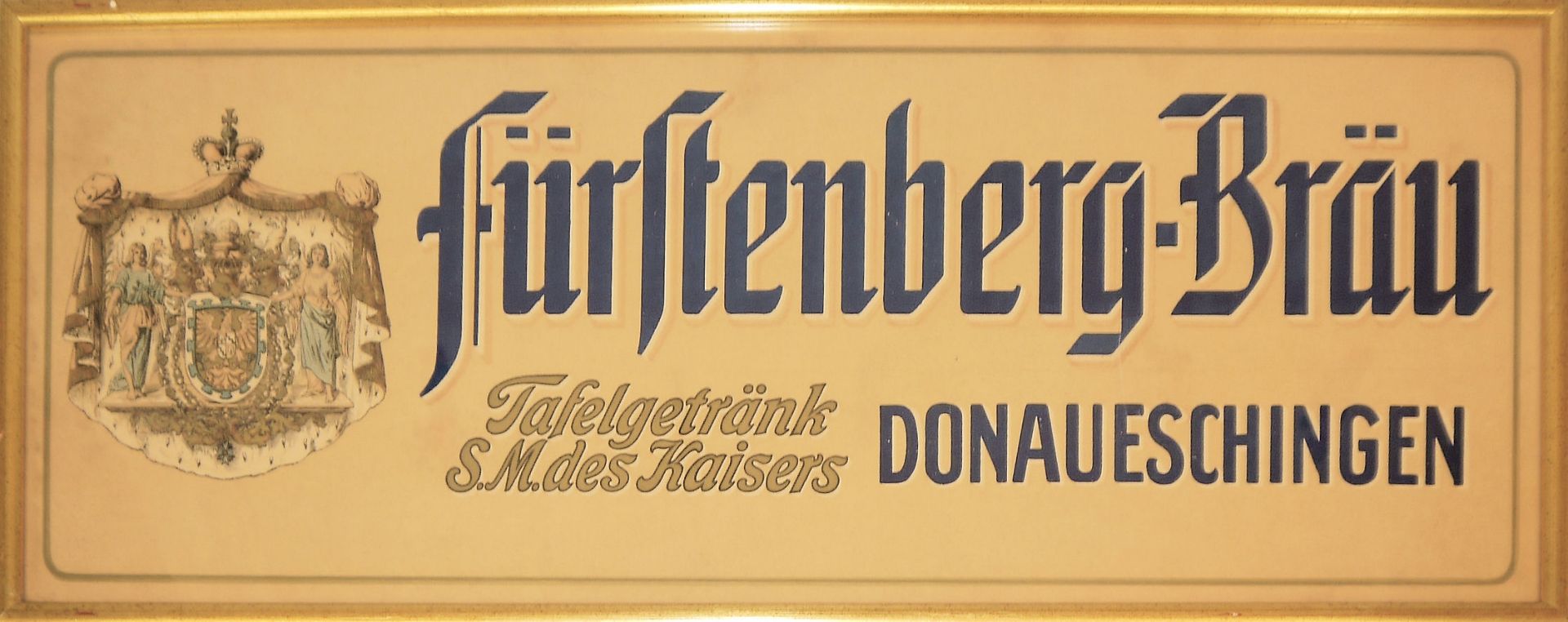 Reklameschild Fürstenberg-Bräu, Donaueschingen, gerahmt
