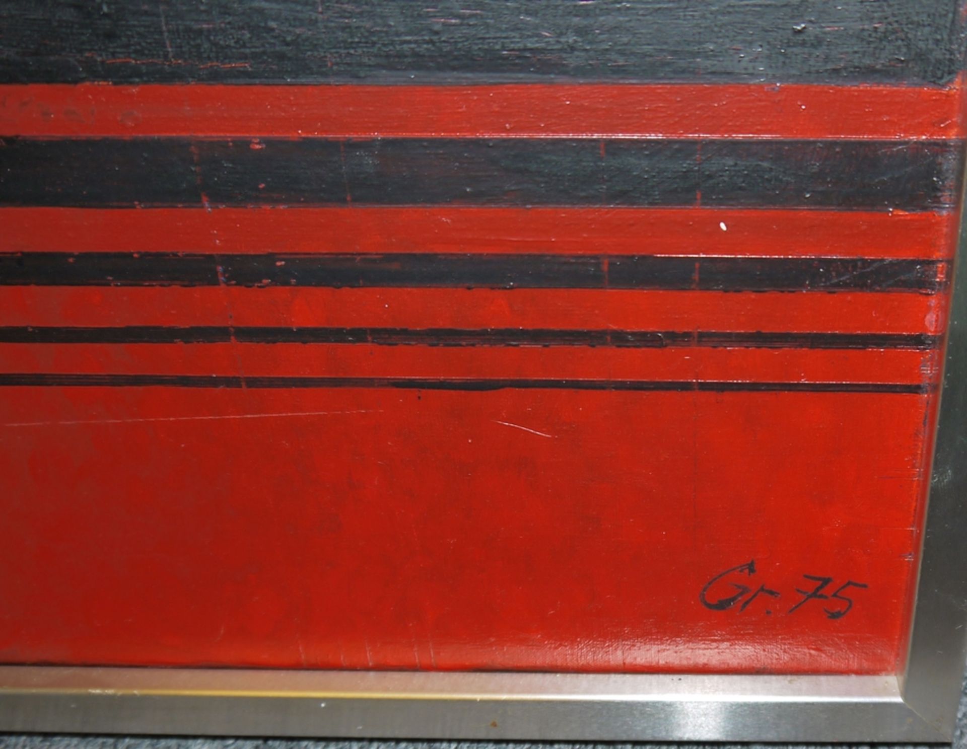 Lothar Griesbach, Schwarze Raute auf Rot, Ölgemälde von 1975 - Bild 2 aus 3