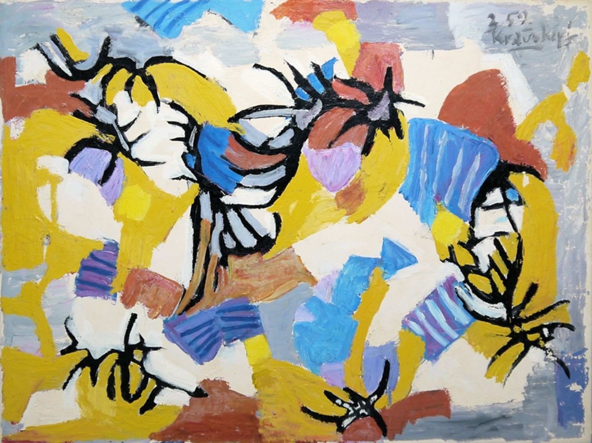 Karl Heinz Krauskopf, "Tastendes Schwarz", frühes Ölgemälde von 1959