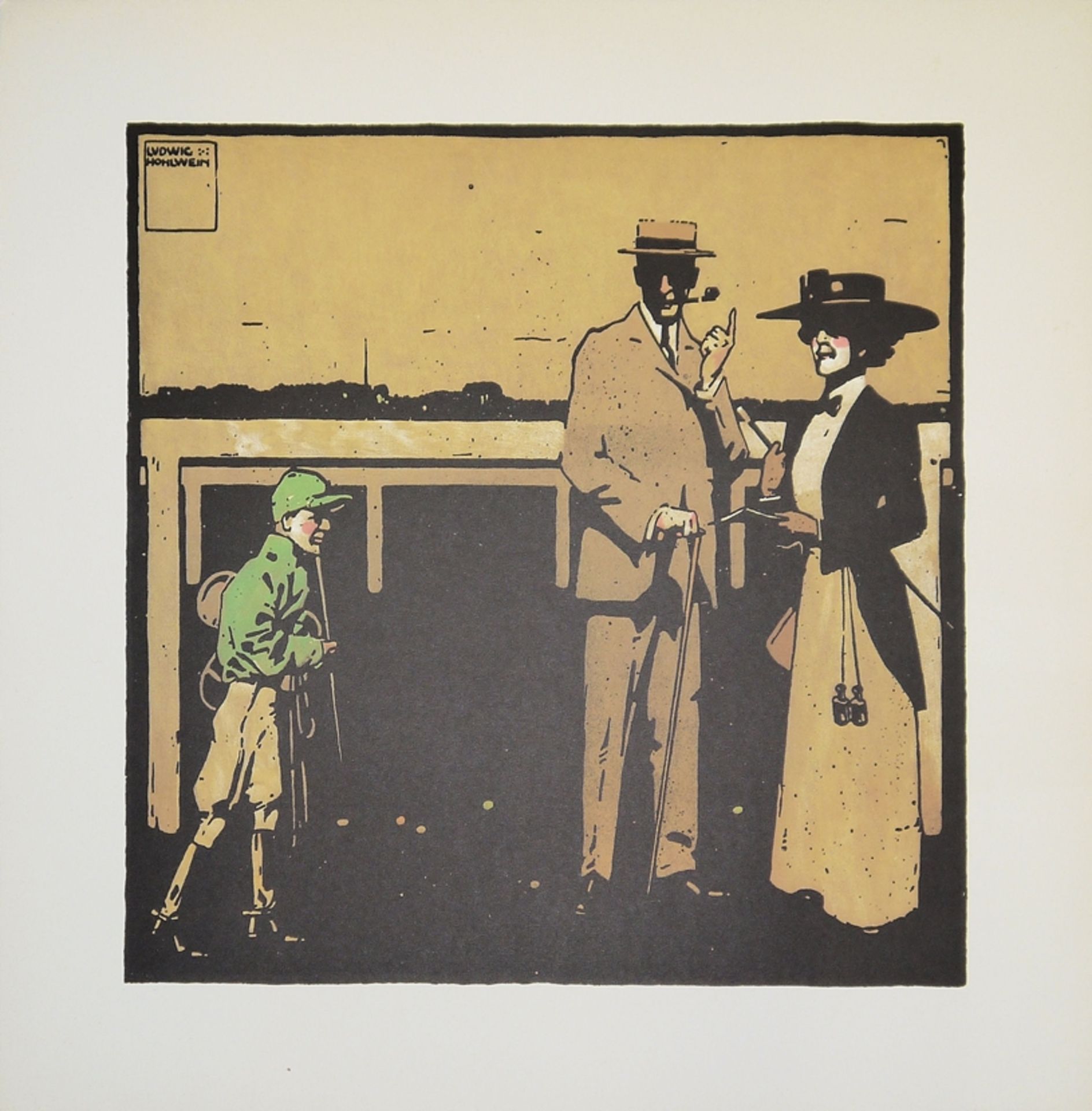 Ludwig Hohlwein, "Rennsportbilder", 4 große Farblithographien von 1909