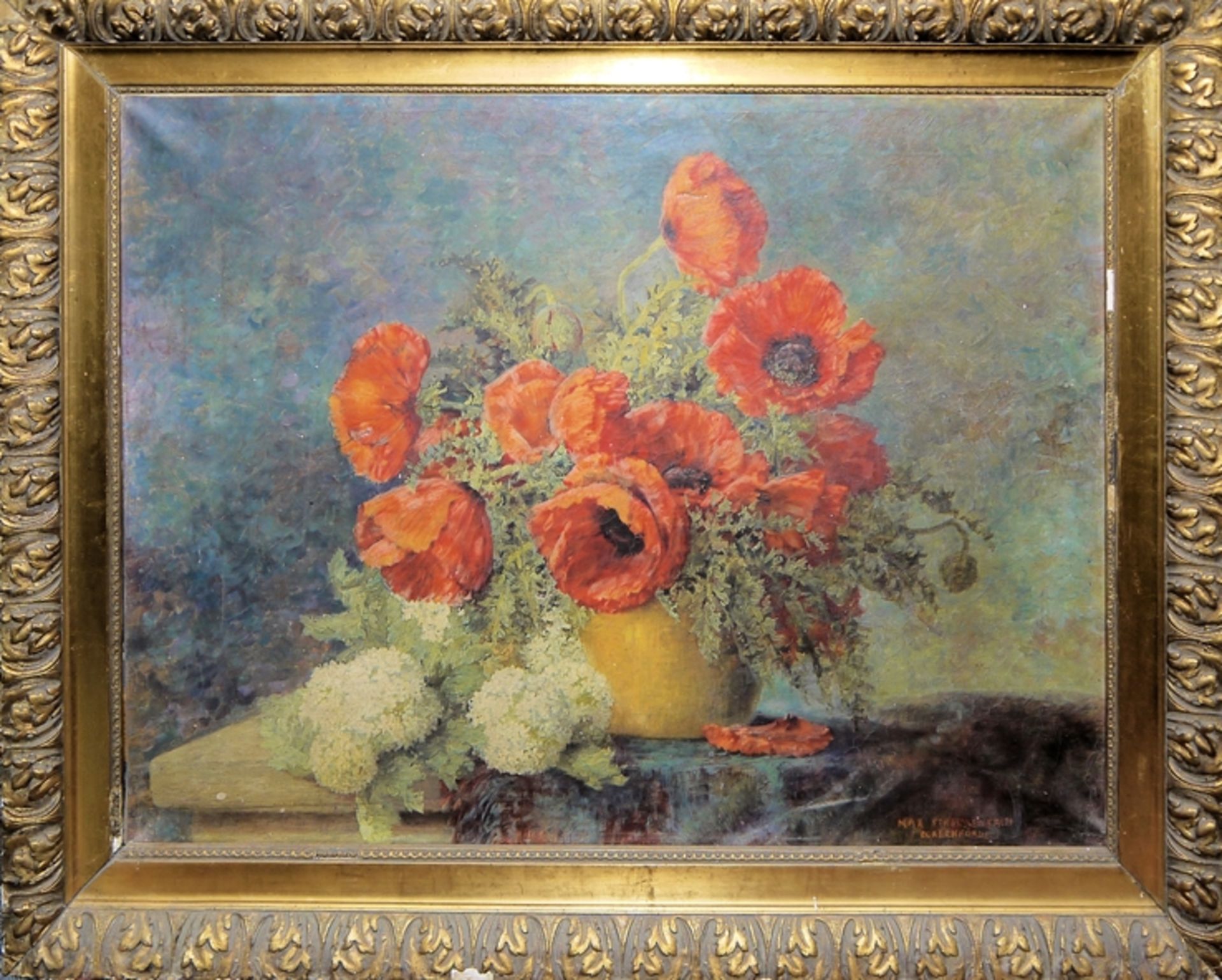Max Theodor Streckenbach, Mohnblumen, großes Ölgemälde 
