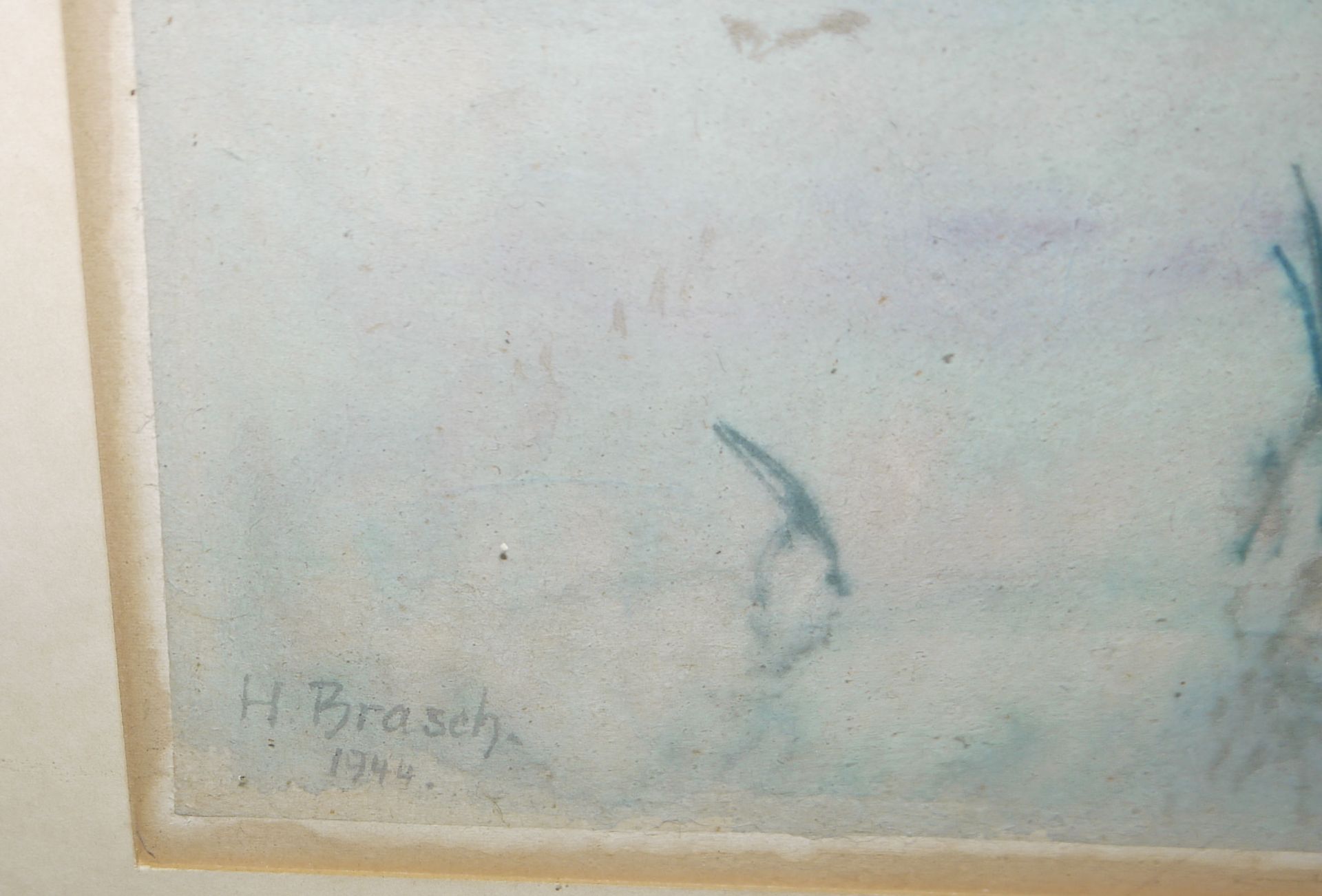 Hans Brasch, Landschaft und zwei Porträts, drei große Aquarelle von 1947, in den originalen, "anthr - Bild 4 aus 4