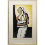 Johanna Schütz-Wolff, "Mutter und Kind", große sign. Farblithographie (Eigendruck) von 1953, origin
