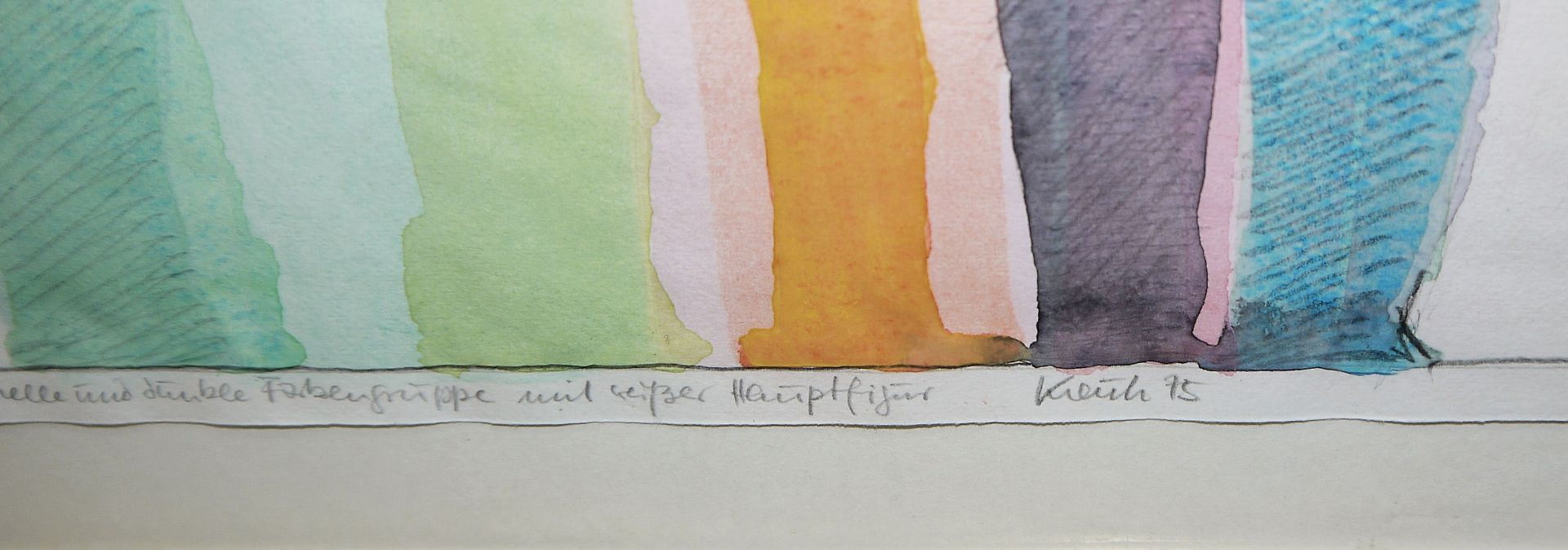 Heinz Kreutz, "Helle und dunkle Farbengruppe mit weißer Hauptfigur", Aquarell, gerahmt - Bild 2 aus 2