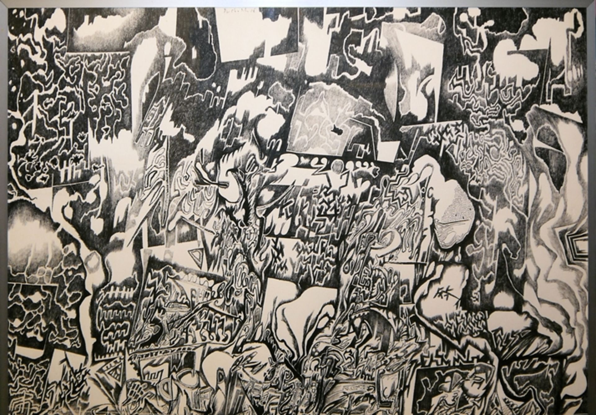 Günter Drebusch, "Labyrinth G.", große Tuschezeichnung von 1966, gerahmt  - Bild 2 aus 4