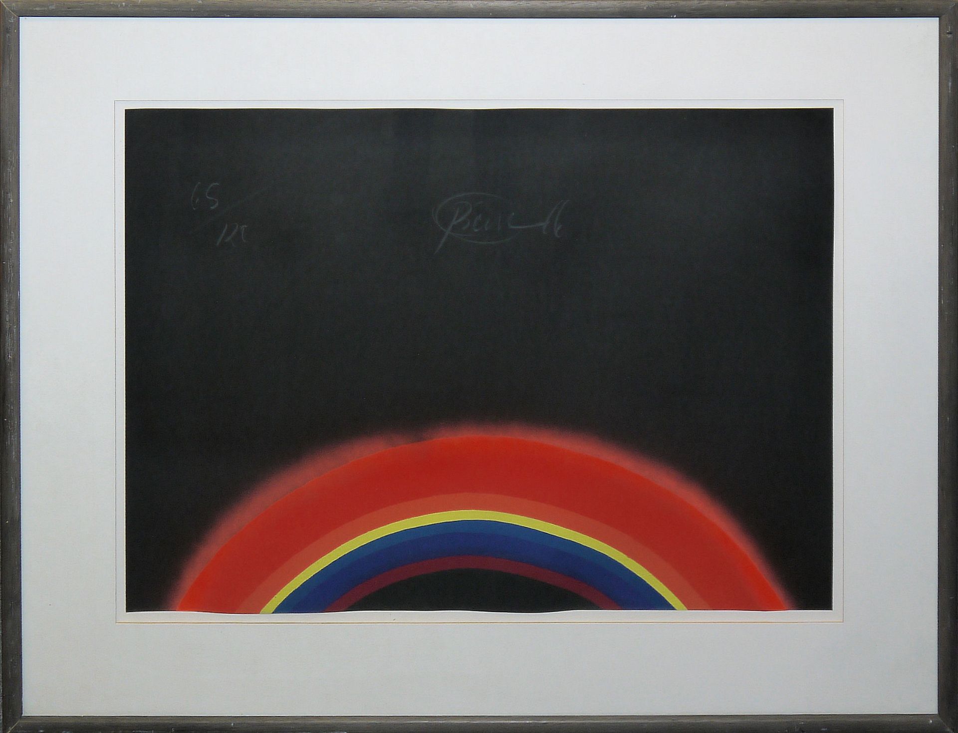 Otto Piene, Regenbogen für Hering, signierte Farbserigraphie mit Sprühfarbe von 1966, gerahmt