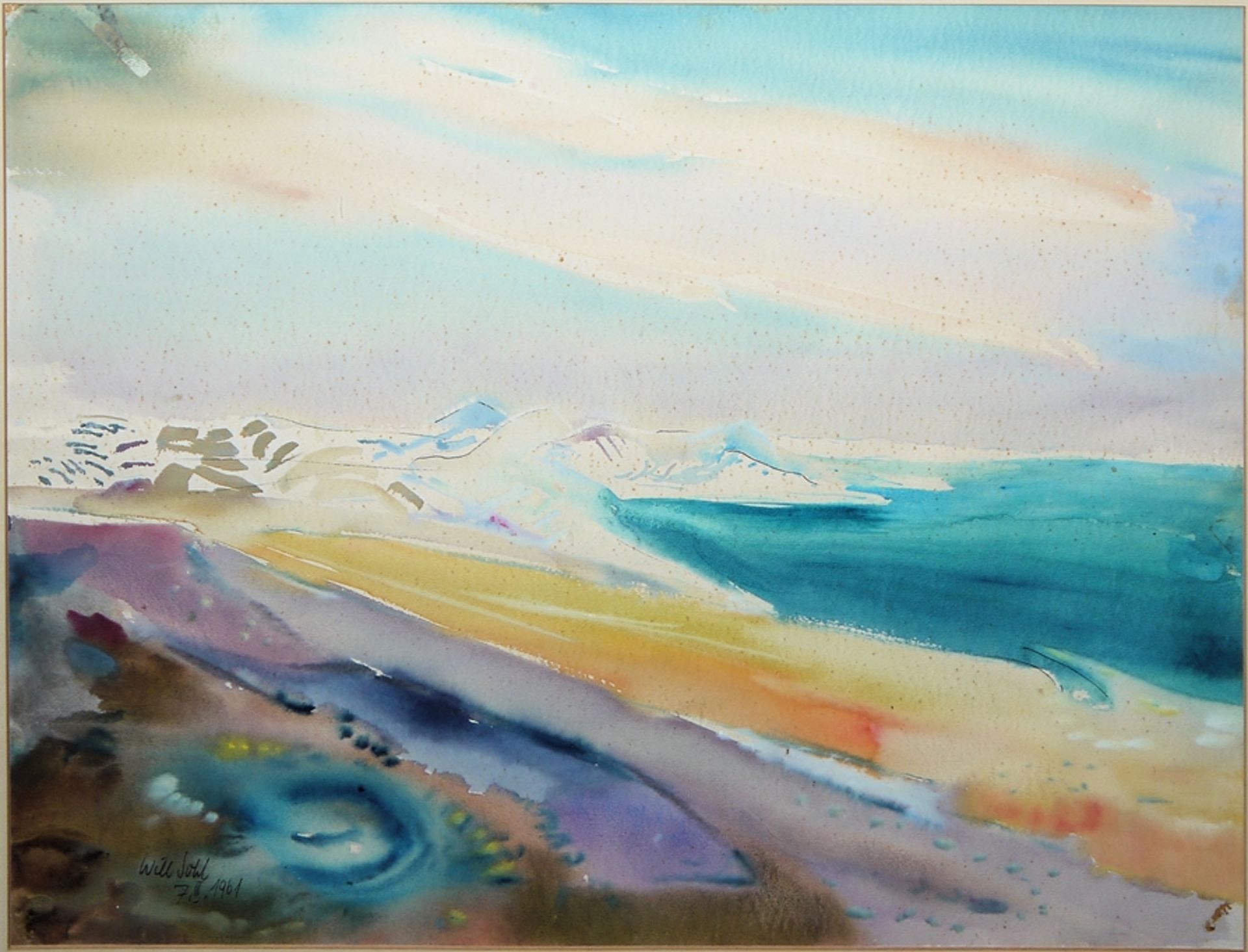 Will Sohl, Küstenlandschaften, 2 signierte Aquarelle, einmal von 1928, gerahmt