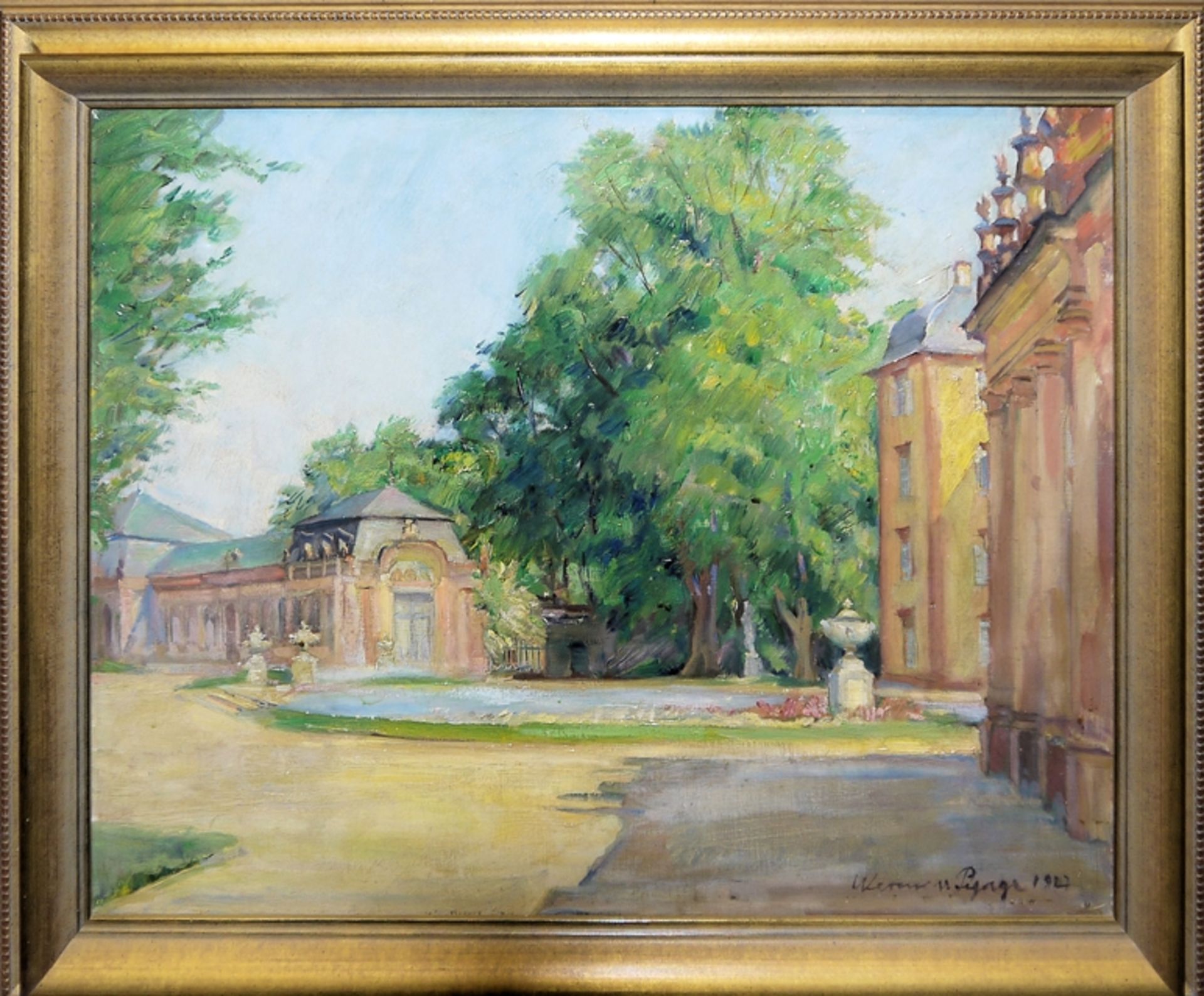 Werner von Pigage, Schwetzinger Schloss, Ölgemälde von 1927, gerahmt