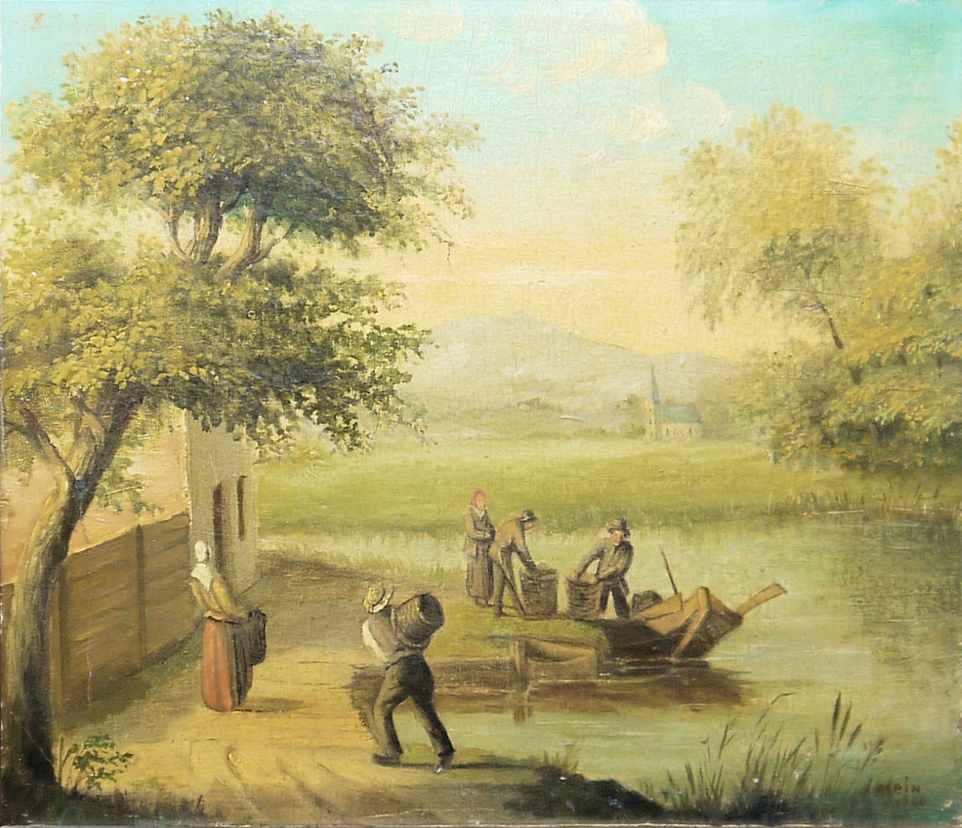 Carl Millner & Wilhelm Klein, Landschaften, 2 Ölgemälde 19. Jh., unrest. Speicherfunde, beide alt g - Bild 5 aus 8