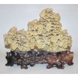 Weinreben an Felsen, chinesische Meister-Schnitzerei aus Shoushan-Stein