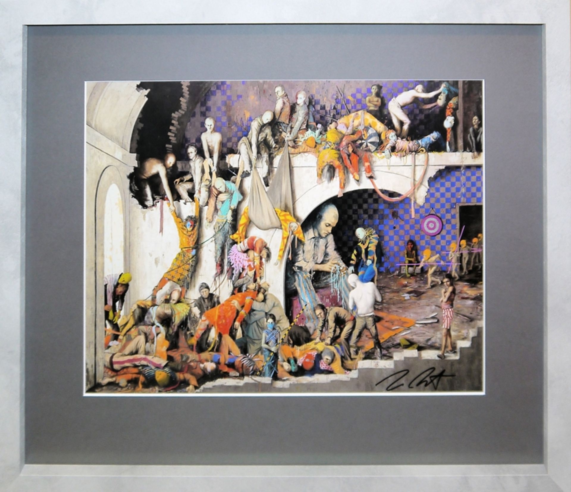 Jonas Burgert, "Haltstand" / "Schergen" / "Ich sticht", 3 signierte Farboffsetlithographien, galeri - Bild 3 aus 3