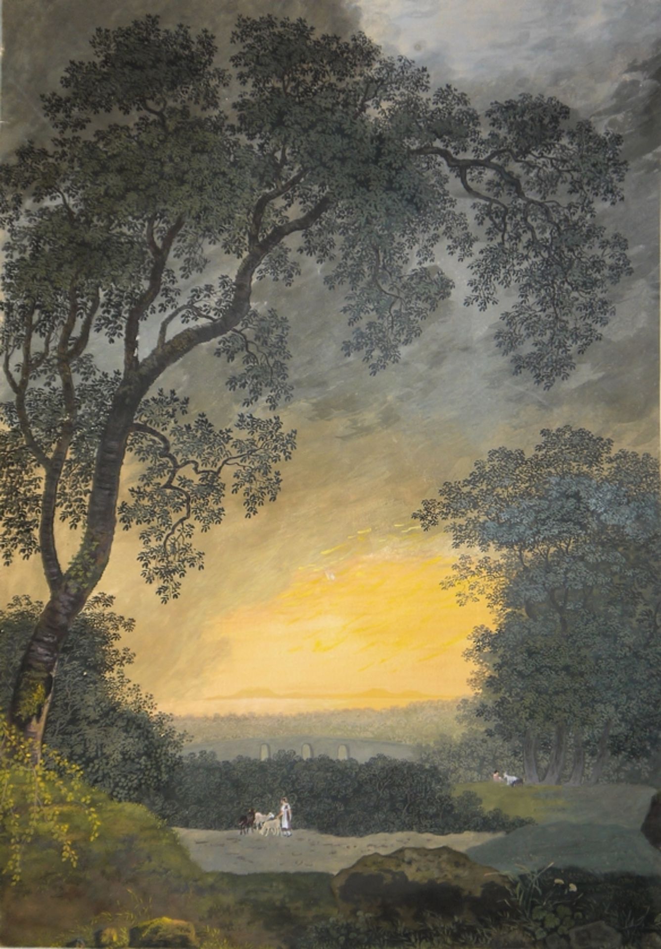 Sammlungsnachlass mit 5 Zeichnungen, Aquarell und Gouache, dabei Reinhold Schweitzer, nach Guiseppe