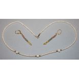 Collier mit Süßwasserperlen, Gold & Ohrhänger mit Farbsteinen, Gold, Milor, Italien