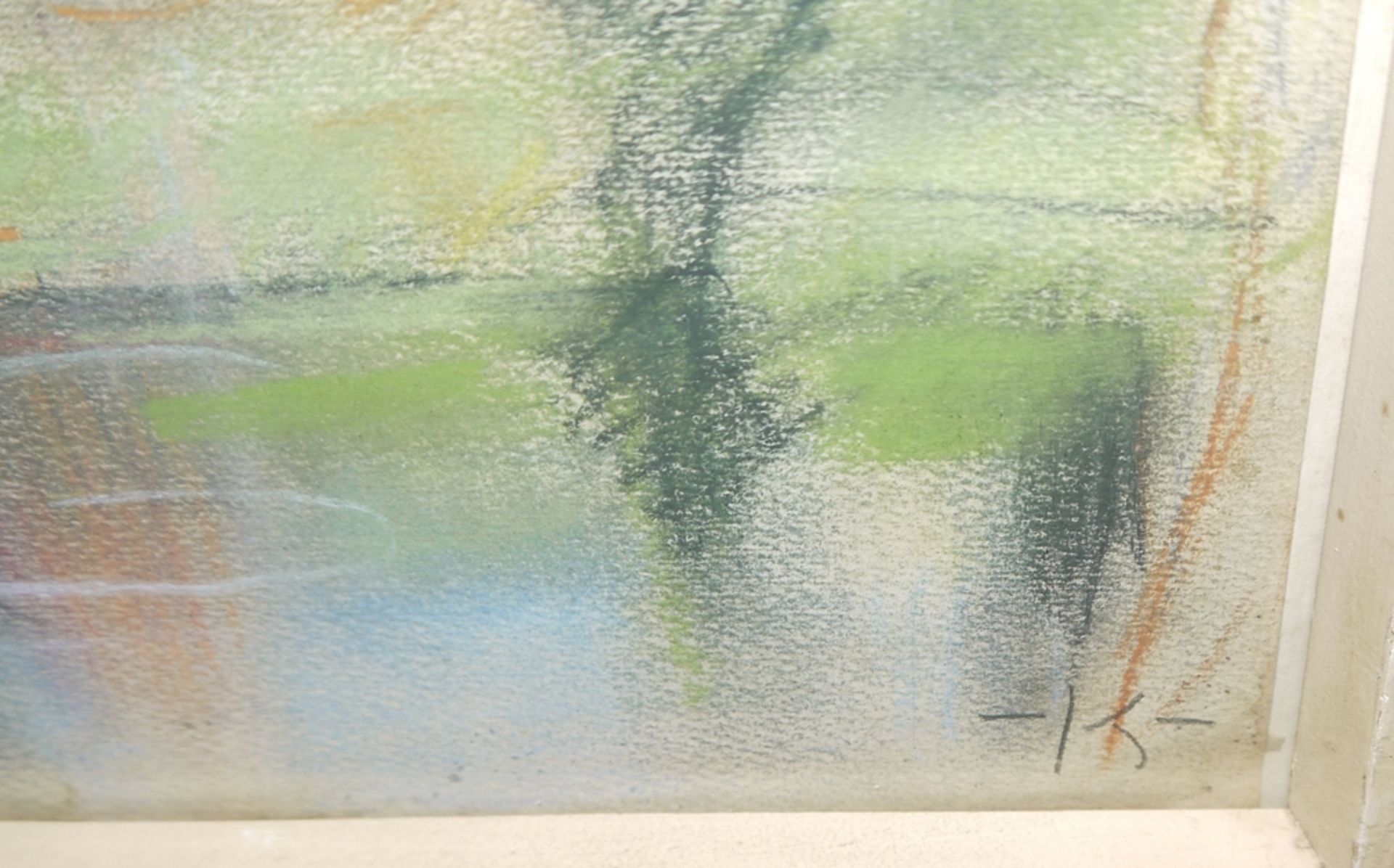Kurt Kempin, Landschaft mit Kirchturm, monogrammiertes Pastell, gerahmt - Bild 3 aus 3