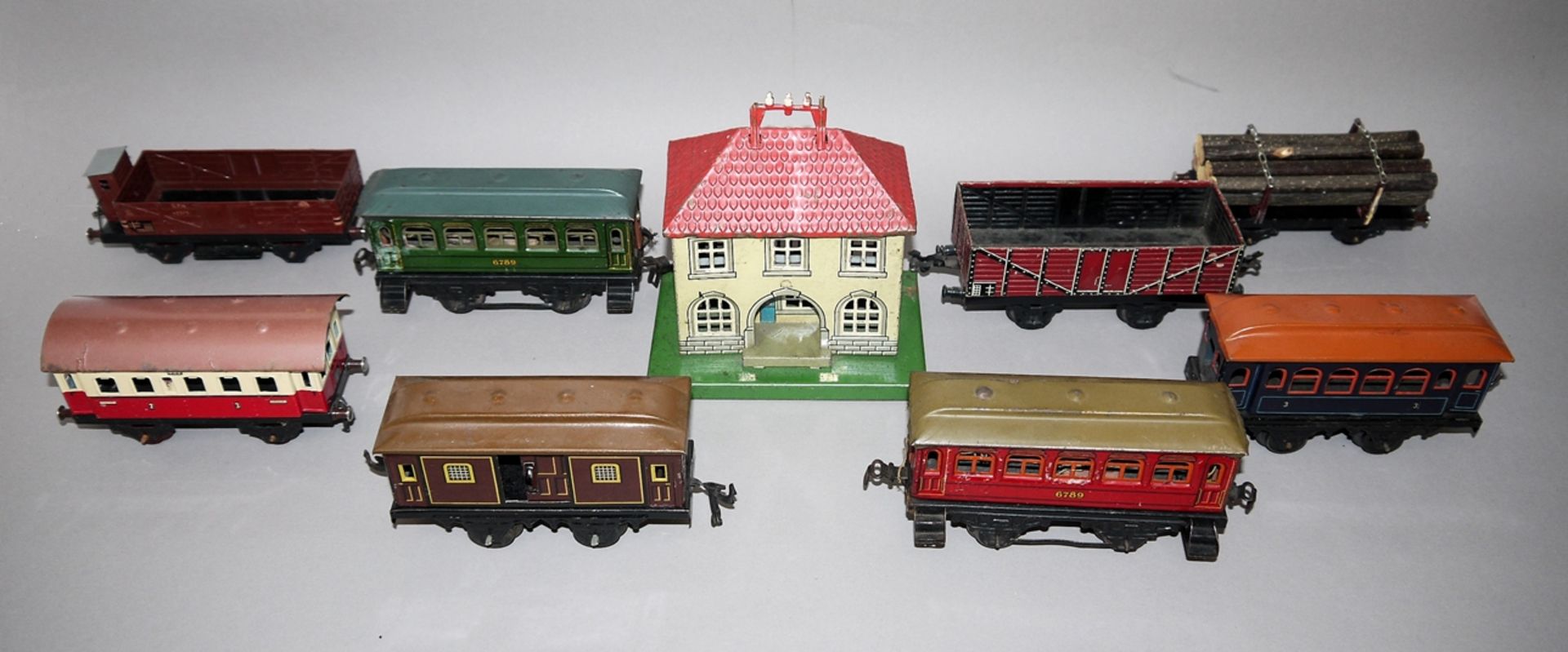 Eisenbahnsammlung Fleischmann & Bub, Spur 0, 9 Teile, 1930-40er