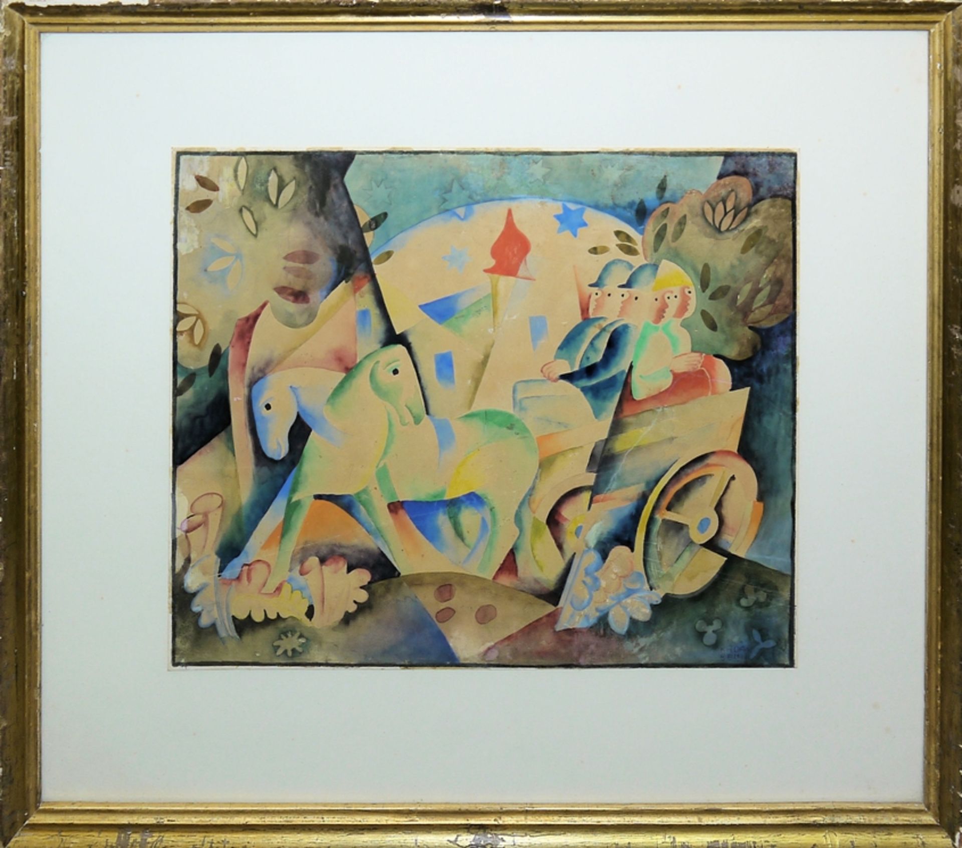 Béla Kádár, Kutschfahrt durch die Natur, signiertes Aquarell, um 1920 - Bild 2 aus 3