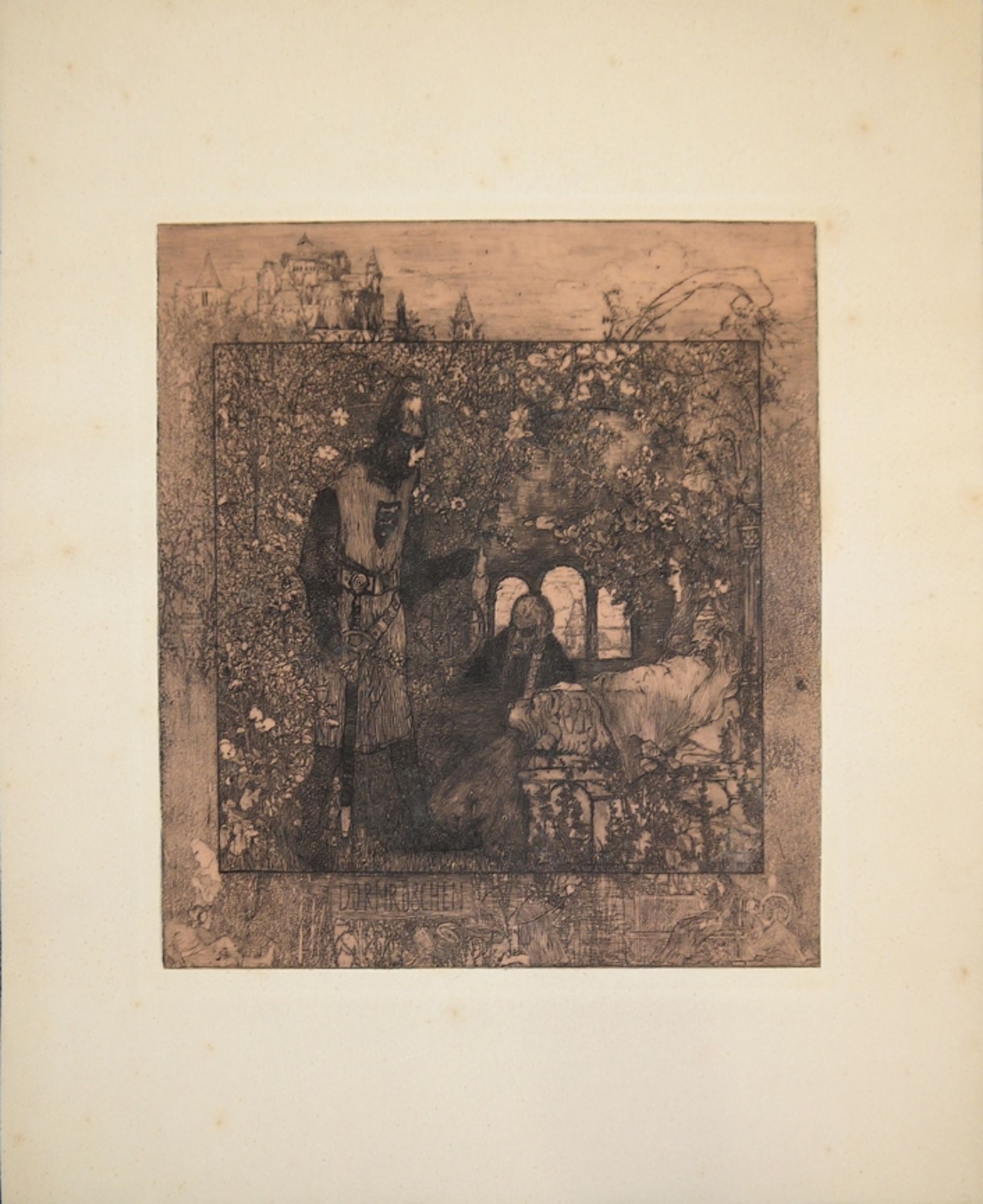Heinrich Vogeler, "Dornröschen", Aquatinta-Radierung von 1897