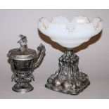 Augsburger Gewürztöpfchen, Silber, 18. Jh. & böhmische Biedermeier-Aufsatzschale mit Silberfuß