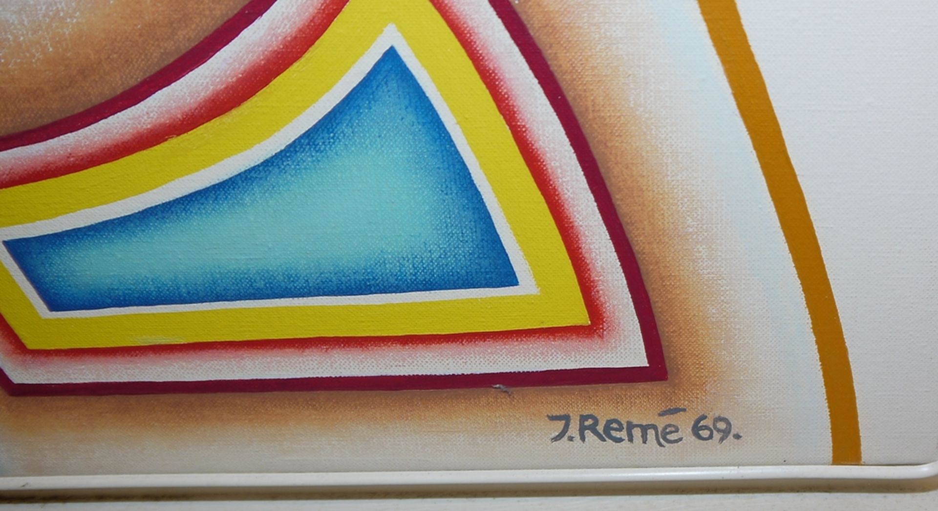 Jörg Remé, Landschaftskopf, großes Ölgemälde von 1969, gerahmt - Bild 2 aus 2
