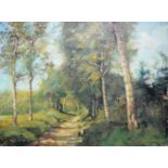 Krijn Van Dijke, Waldlandschaft mit Wanderweg, Ölgemälde