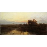 Andreas von Herrenburg, Flusslandschaft nach Sonnenuntergang, Ölgemälde, gerahmt