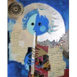 Rosina Wachtmeister, Flötenspielerin, Mischtechnik/Collage von 1992