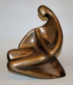 Bildhauer XX. Jh., unsigniert, in der Art von Henry Moore, weiblicher Akt, große Bronzeplastik um 1