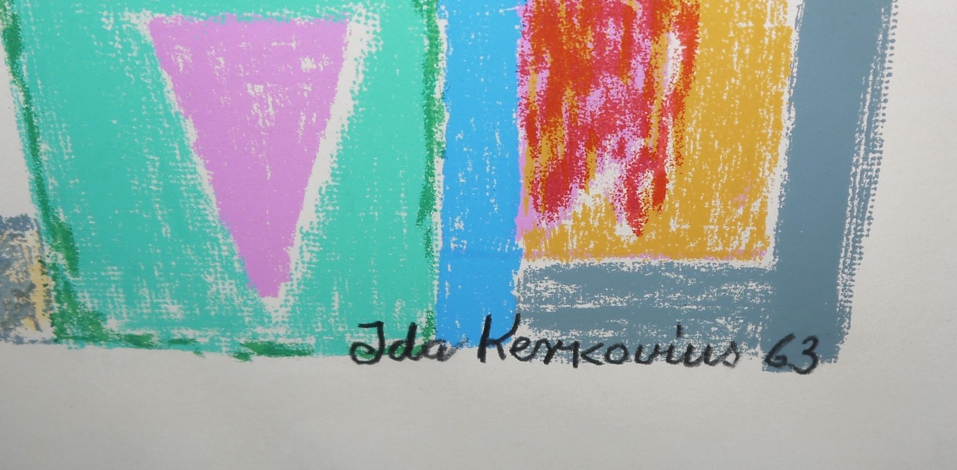 Ida Kerkovius, Schwebendes und Tier, signierte Farbserigraphie von 1963, gerahmt - Bild 2 aus 2