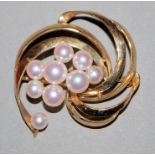 Große Brosche mit Perlen, Gold