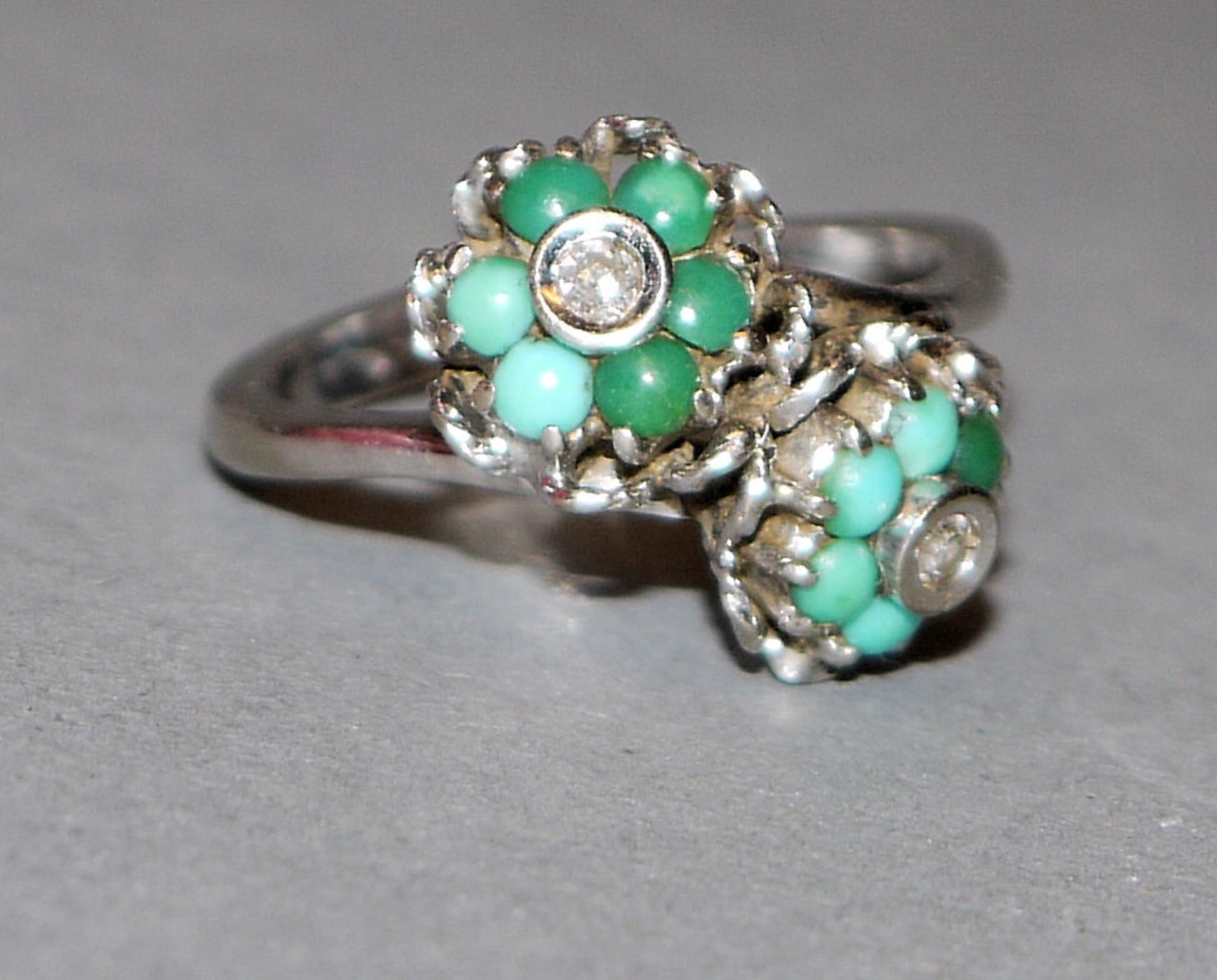 Türkisring mit Brillanten, Gold