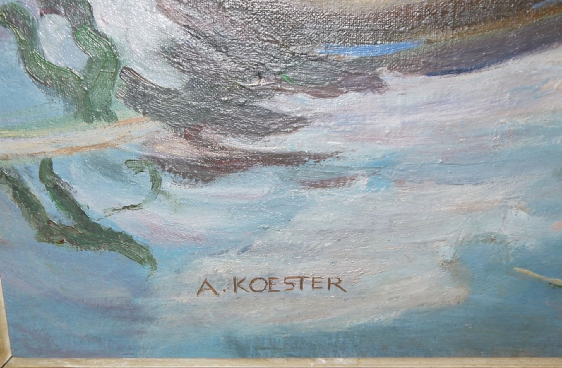 Alexander Koester, Fünf Enten, großes Ölgemälde, gerahmt - Bild 3 aus 4