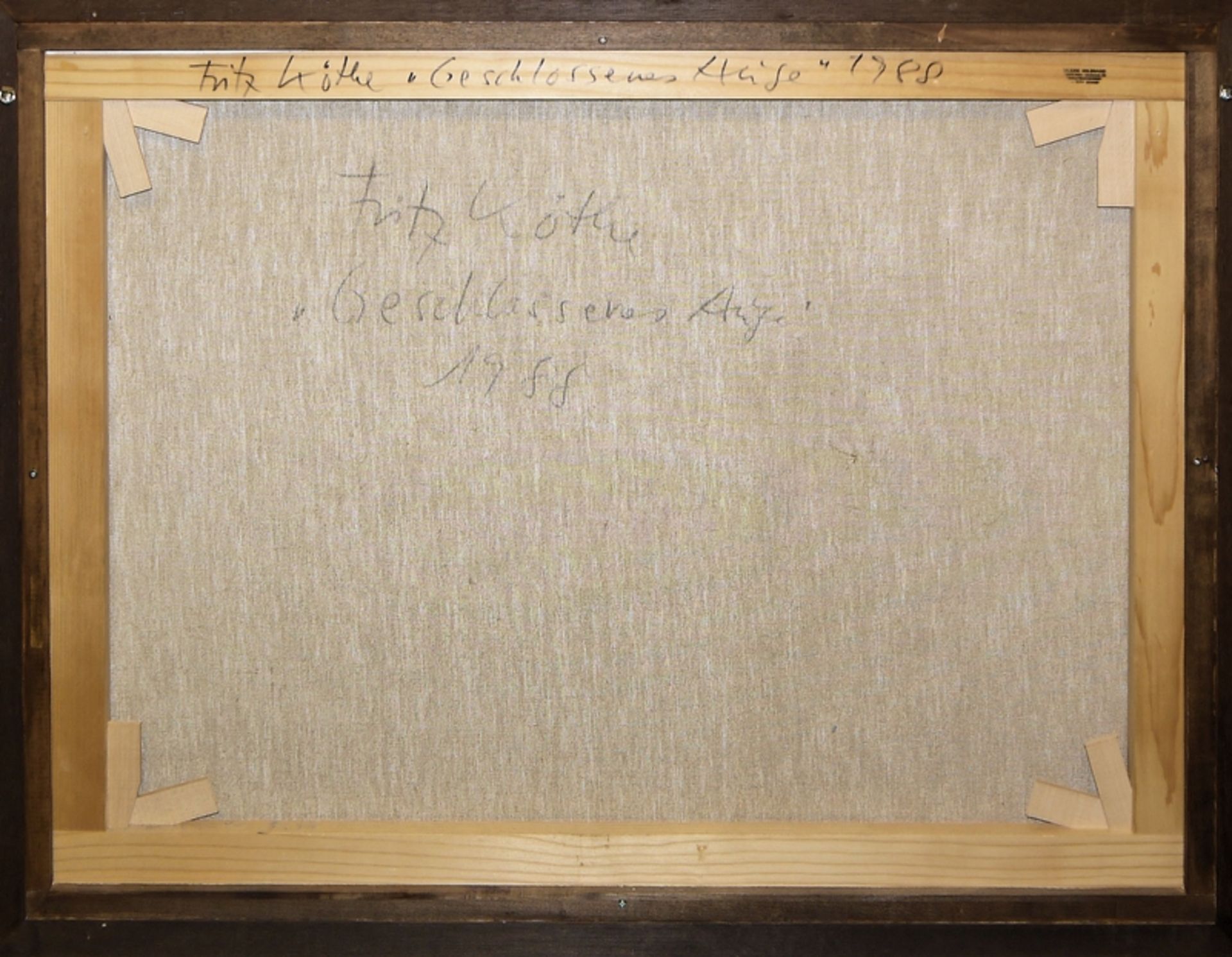 Fritz Köthe, "Geschlossenes Auge", großformatiges Ölgemälde von 1988, gerahmt - Bild 3 aus 3
