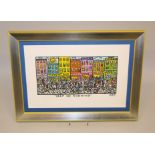 James Rizzi, "Keep On Running", Farblithographie von 1997, galeriegerahmt