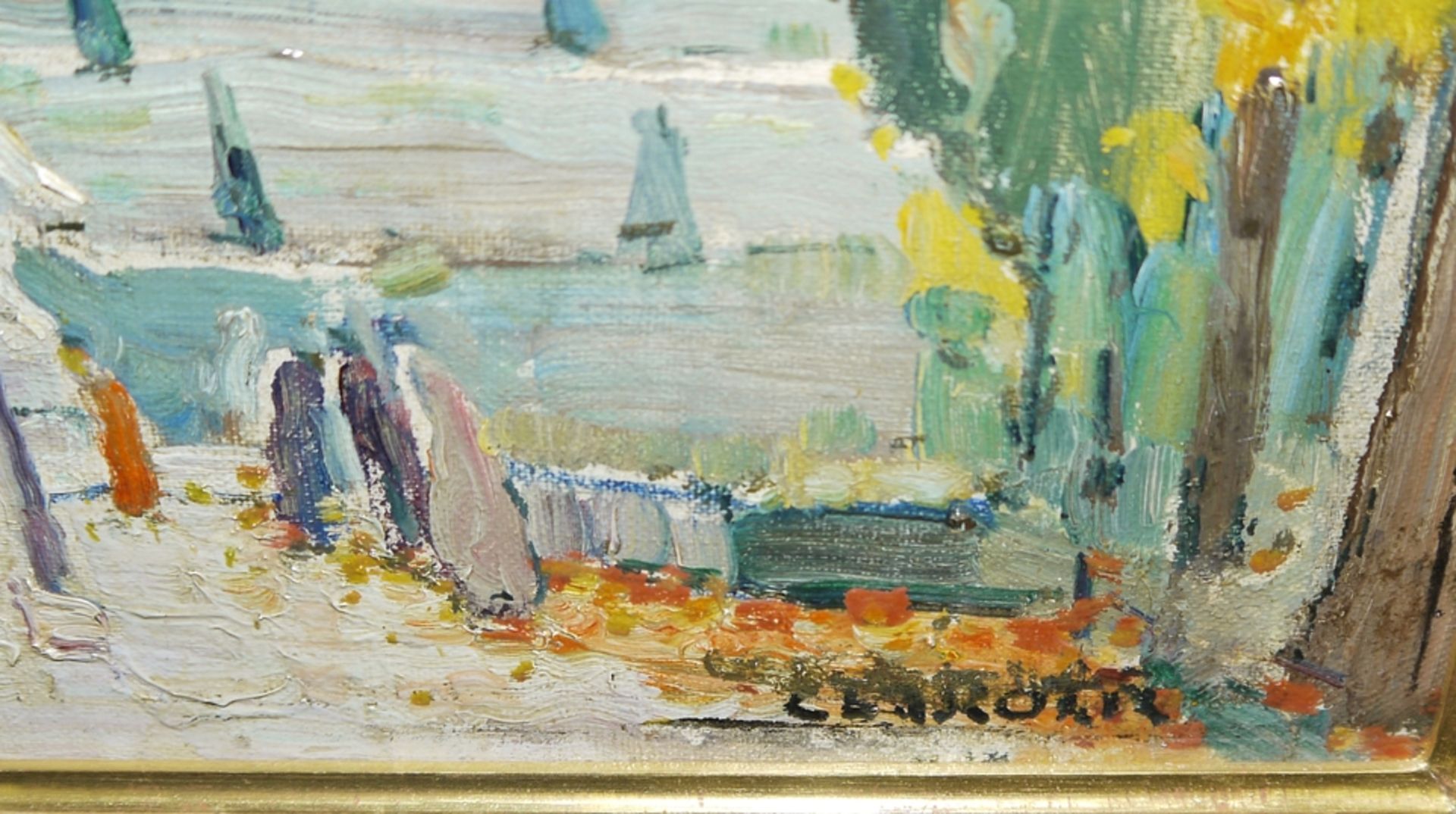 René Clarot, Schloss Sans Soucis, Ölgemälde, gerahmt - Bild 3 aus 4