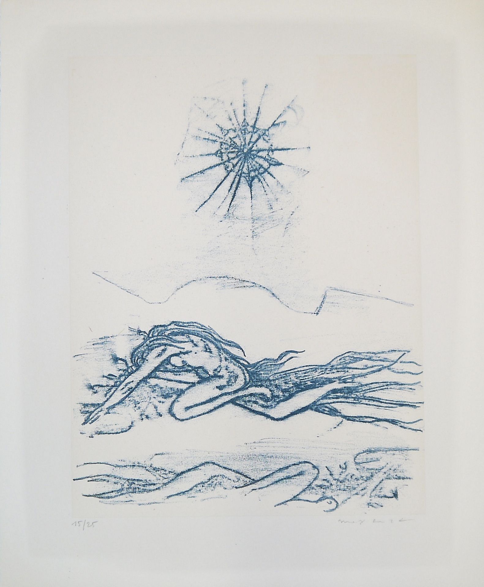 Max Ernst, Blatt aus: Jean Tardieu "Le parquet se soulève", signierte Farblithographie von 1973 