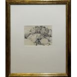 Wilhelm Hasemann, Schwarzwaldmädchen, Aquarell von 1901 und Landschaft, Zeichnung, beide aufwändig 