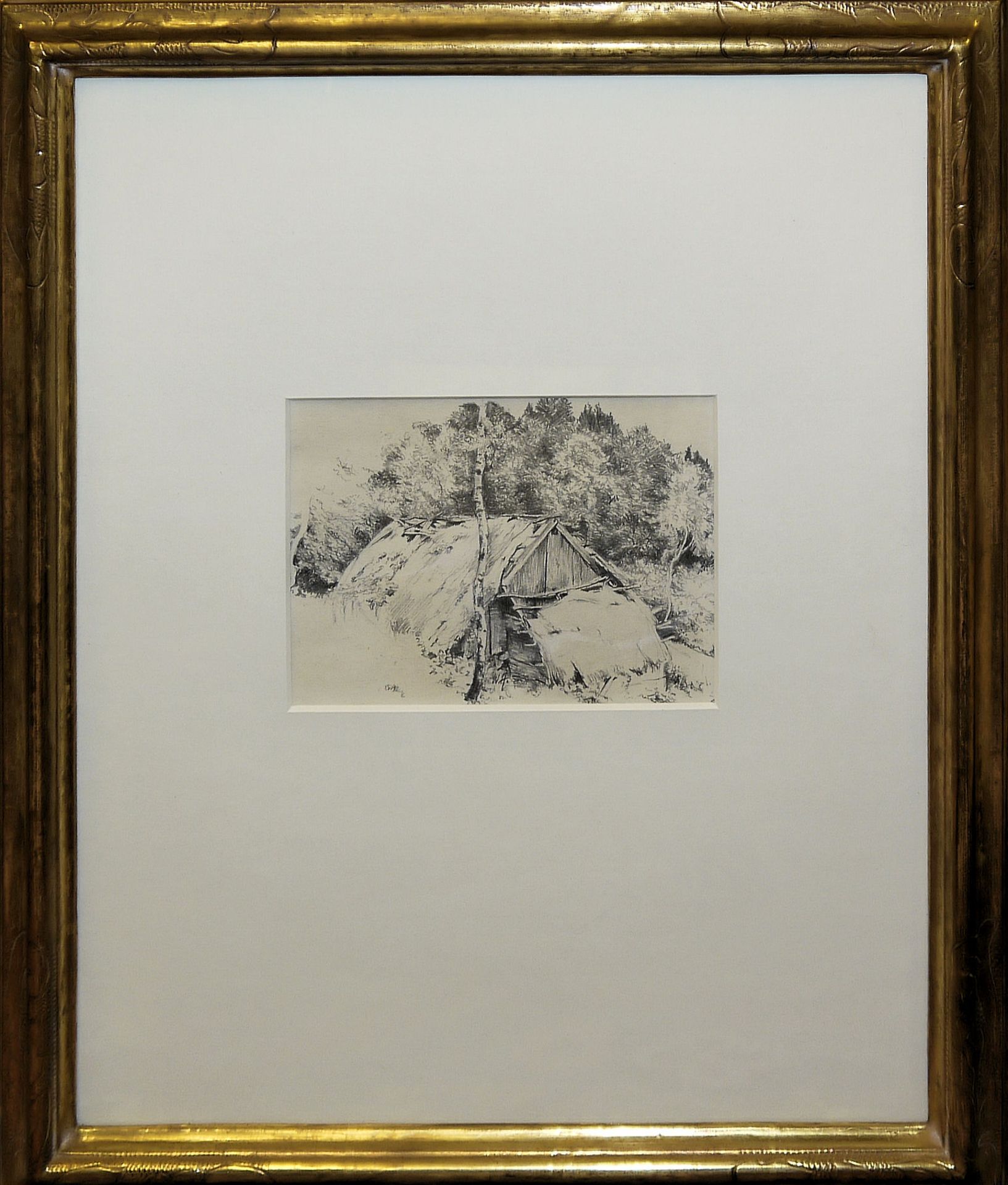 Wilhelm Hasemann, Schwarzwaldmädchen, Aquarell von 1901 und Landschaft, Zeichnung, beide aufwändig 