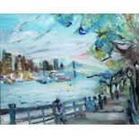 Simon Gaon, "Riverside Drive" von 1999, Ölgemälde, gerahmt