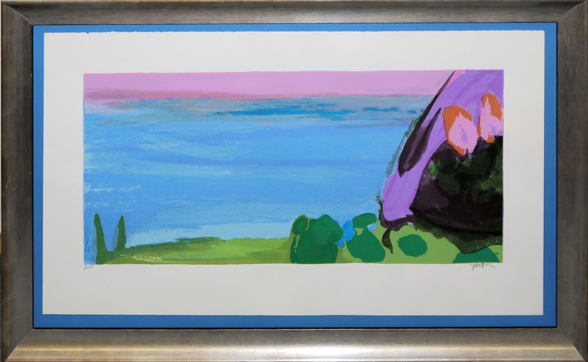 Amos Yaskil, Landschaften, 2 signierte Farbserigraphien, galeriegerahmt - Bild 2 aus 3