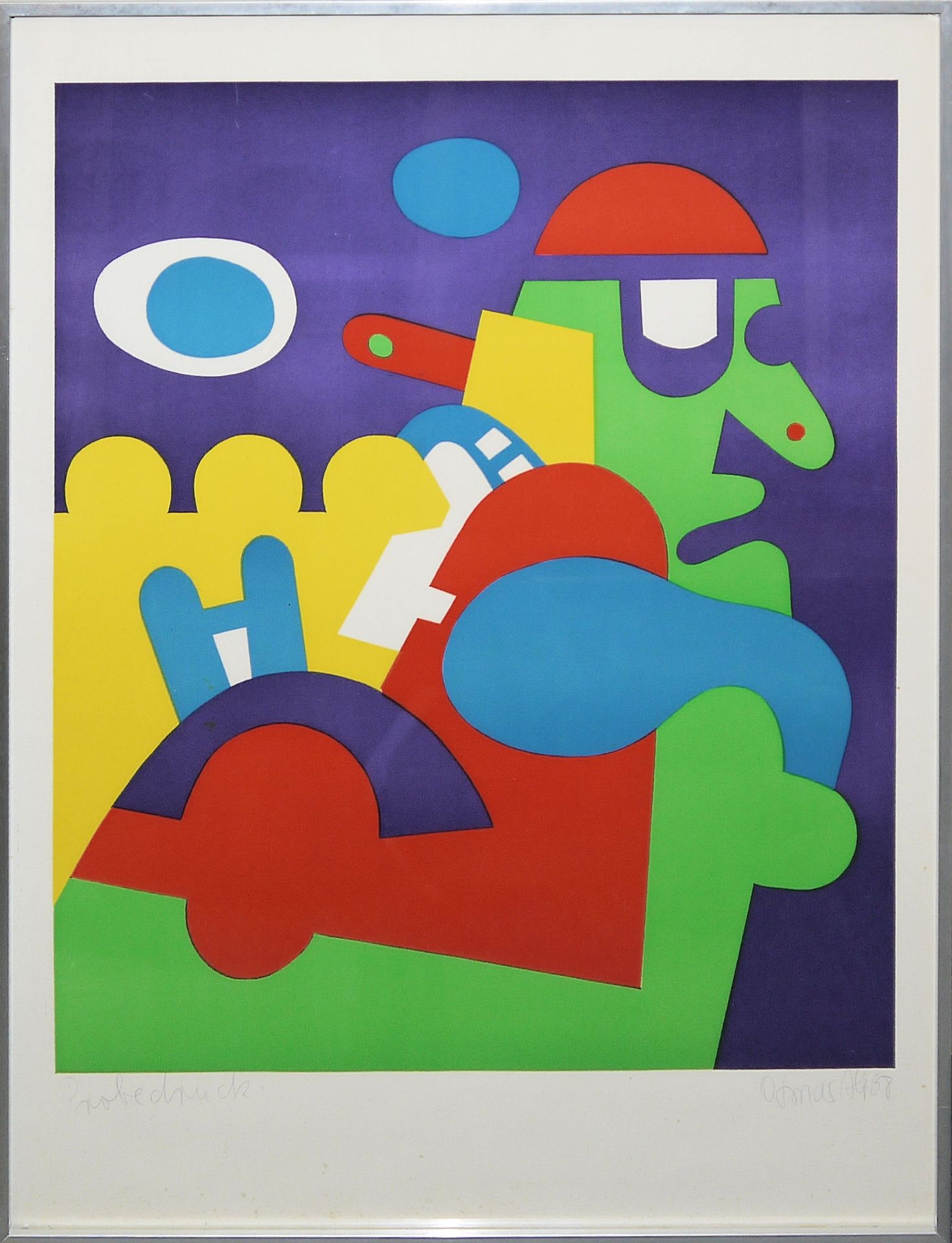 Otmar Alt, Figürliche Komposition signierte Farbserigraphie von 1968