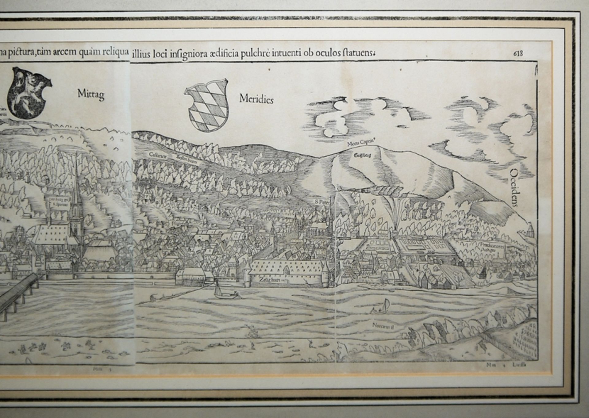 Sebastian Münster, "Florentisimae ciutatis Heidelbergensis situs & genuina pictura, tàm arcem quàm  - Bild 2 aus 3