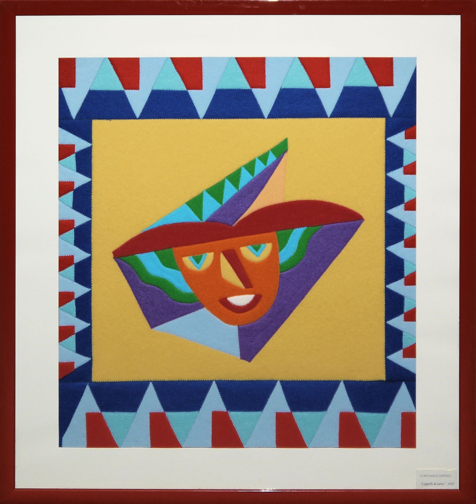 Fortunato Depero, posthum, "Capello di Carta", Filzarbeit nach einem Original von 1925, gerahmt